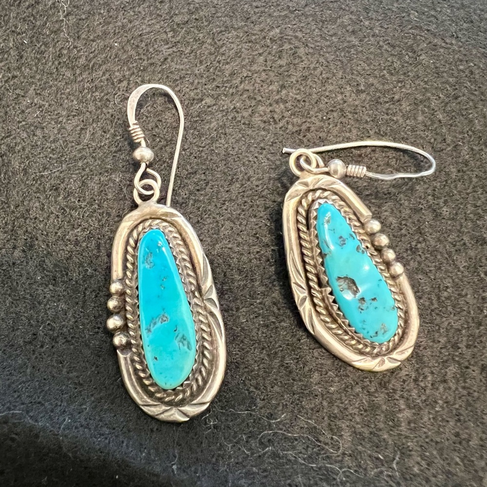 Genuine Turquoise & Silver Earrings 💙